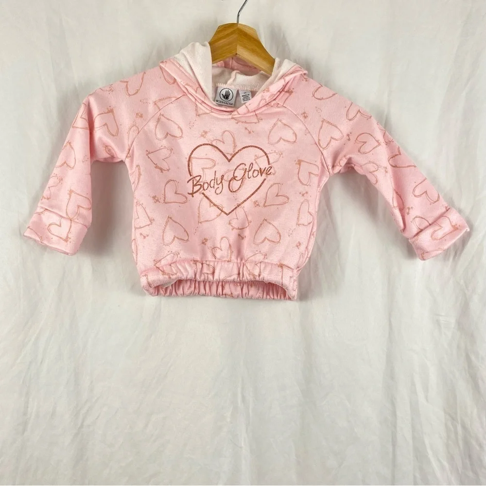 Body Glove Pink Heart Hooded Sweater Toddler Girl Size 3T